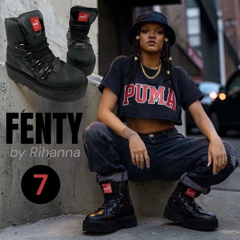Puma Fenty by Rihanna Unisex Platform Sneaker Boots Black Size 7 mens 8.5 women